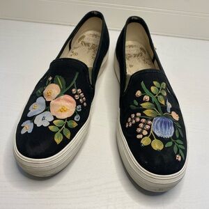 Keds x Rifle Paper Co. Floral Slip-On Platform Sneakers sz 9.5 Beaded Accents